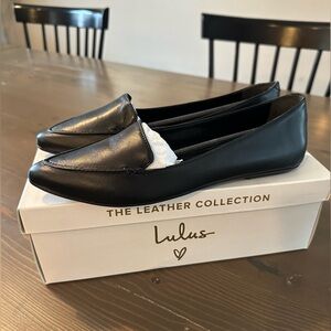 Lulu's Emmy Black Leather Pointed Toe Loafers